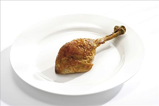 烤火鸡,鸡腿,白色背景,盘子
