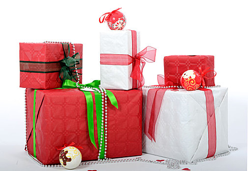 红色,白色,圣诞礼盒
