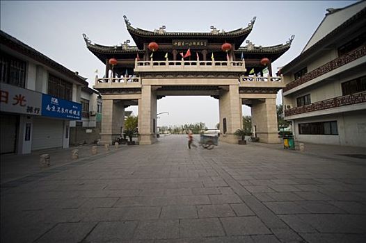 塔,形狀,拱道,周莊,中國