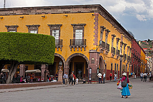 墨西哥,瓜纳华托,圣米格尔,门口,瓜达卢佩,广场,女人