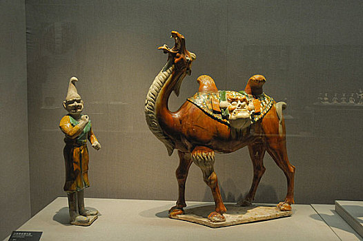 洛阳博物馆唐三彩,胡人和骆驼,珍品