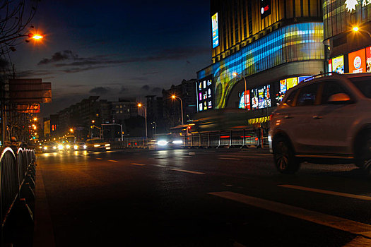 夜色魔都,繁华都市,傍晚天空