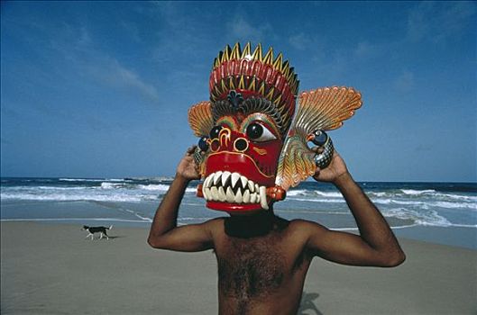 面具,海滩,斯里兰卡