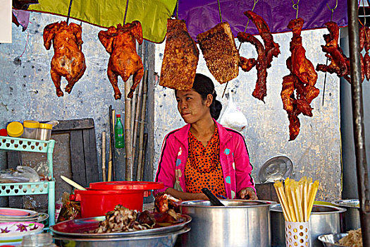 街道,销售,多样,肉,仰光,缅甸