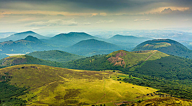 火山地貌,地区性,自然公园,火山,奥弗涅,风景,上面,圆顶,法国,欧洲