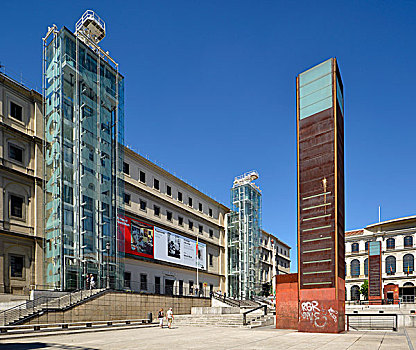 玻璃,电梯,正门入口,索非亚,美术馆,马德里,西班牙,欧洲