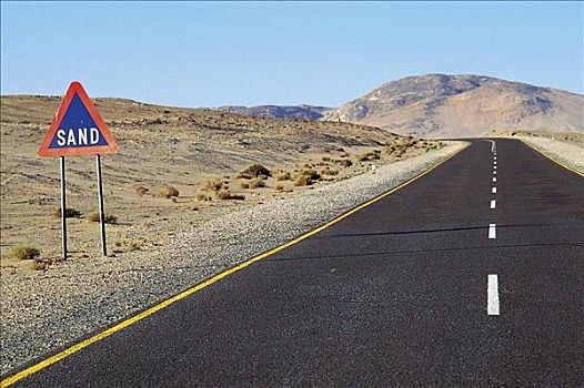 路标,交通标志,沙子,警告,纳米比亚,非洲