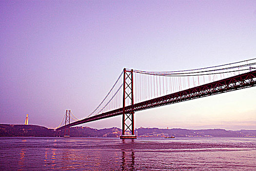 葡萄牙,里斯本,萨拉查大桥,上方,塔霍河