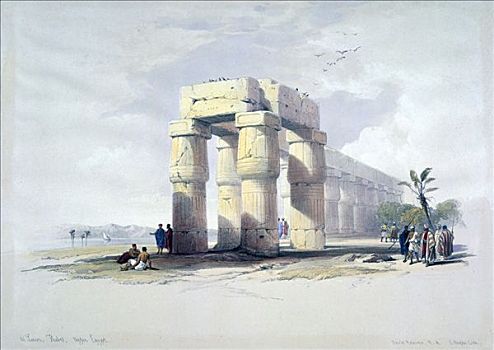 路克索神庙,底比斯,19世纪,艺术家