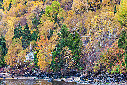 加拿大,魁北克,区域,峡湾,乡村,风景,秋天