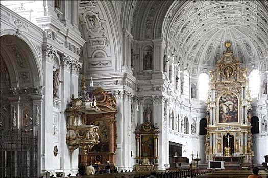 室内,教会,教堂,慕尼黑,巴伐利亚,德国