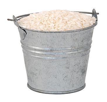 白色,长粒米,微型,金属,桶