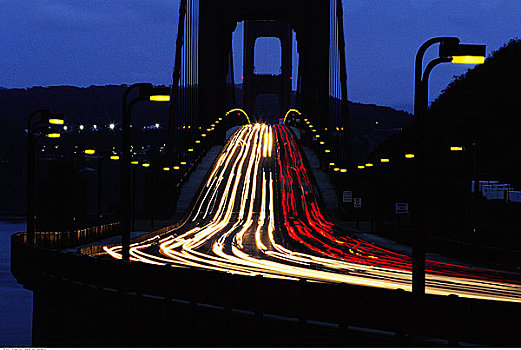 光影,金门大桥,黄昏,旧金山,加利福尼亚,美国