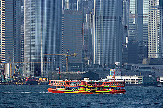 香港,橙色,星,渡轮,港口