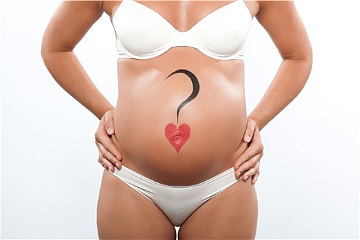 孕妇,问号,腹部