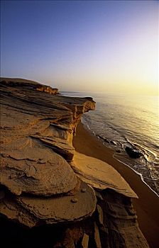 悬崖,瓦希伯沙漠,阿拉伯海,侵蚀,动作,海洋,展示,奇怪,古老,沙丘