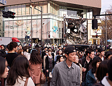 一堆,正面,广场,购物中心,东京,日本,亚洲
