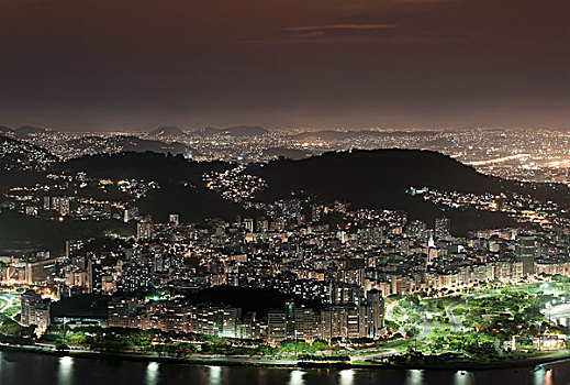 航拍,里约热内卢,夜晚