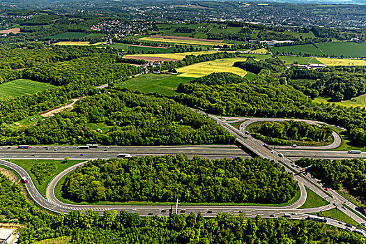 航拍,高速公路,连通,地区,北莱茵威斯特伐利亚,德国,欧洲