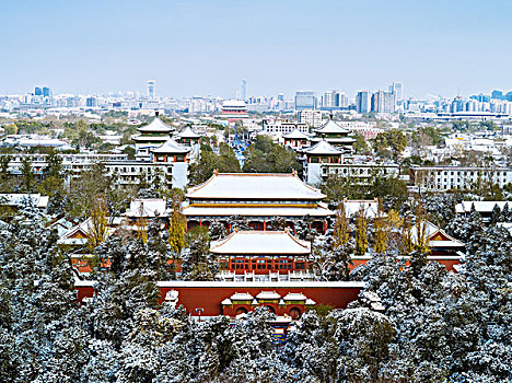 景山公园鸟瞰北京南北中轴线