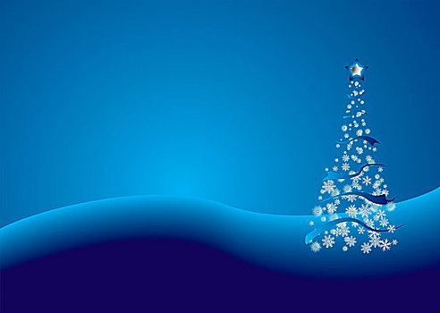 现代,圣诞树,蓝色,银
