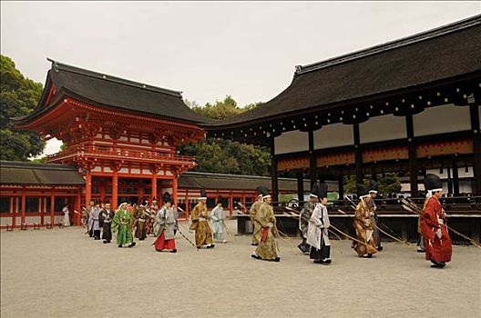 弓箭手,日本神道,牧师,射箭,打开,仪式,京都,日本,亚洲