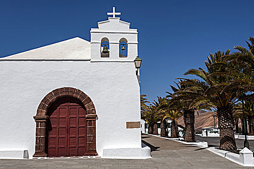 教堂,兰索罗特岛,加纳利群岛,西班牙,欧洲