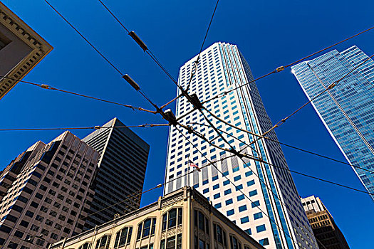 旧金山,市区,有轨电车,线缆,蓝天,加利福尼亚