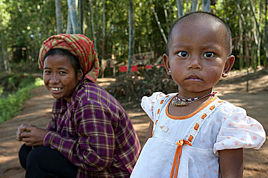 母子,茵莱湖,掸邦,缅甸,亚洲