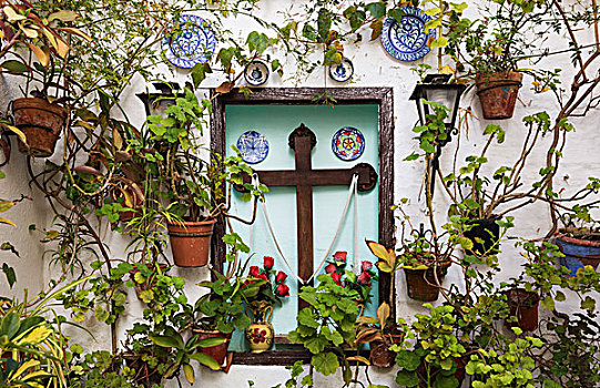 角,许多,盆栽,十字架,村镇,别墅,科多巴,科多巴省,安达卢西亚,西班牙,欧洲