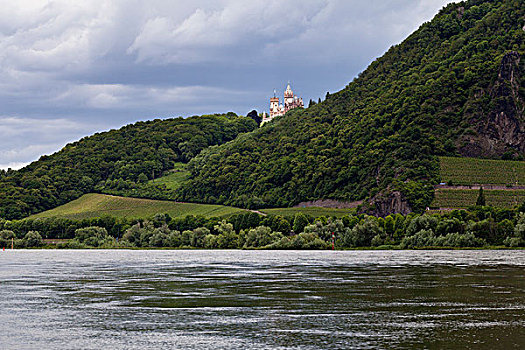 城堡,德哈亨费茨,高处,河,莱茵河,靠近,德国