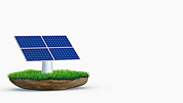 太阳能电池板,小块土地,草