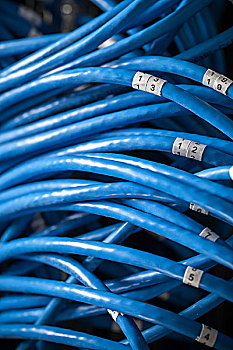 大量,蓝色,互联网,线缆,数字