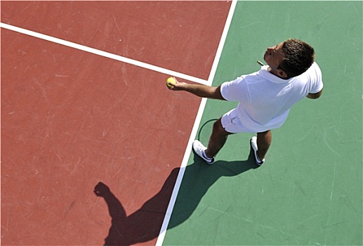 男青年,玩,网球,户外