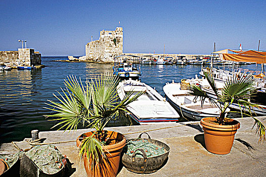 黎巴嫩,比布鲁斯,小,船,老,港口
