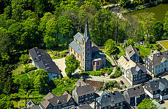 航拍,教堂,坏,北莱茵威斯特伐利亚,德国,欧洲