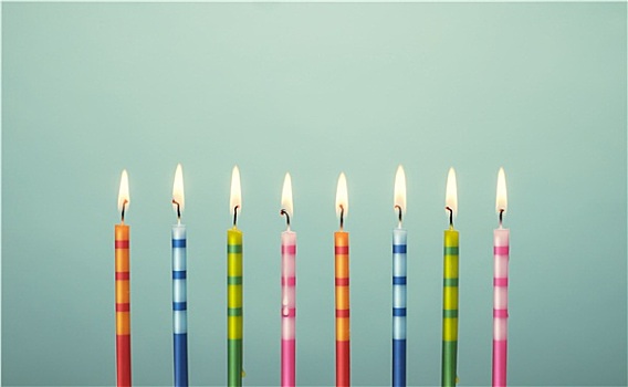彩色,生日蛋糕,蜡烛