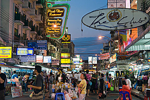 道路,夜晚,曼谷,泰国,东南亚,亚洲