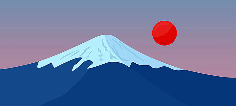 富士山,山,雪,上面,红色,太阳,隔绝,白色背景,背景,日本,风景,山峰,局部,序列,旅行,世界,矢量,插画