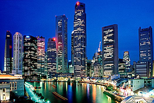 新加坡,新加坡河,克拉码头,夜晚