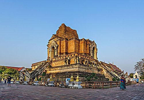 契迪龙寺,大佛塔寺,庙宇,清迈,泰国,东南亚,chedi,luang,temple,in,chiang,mai,thailand