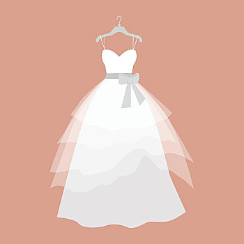 婚纱,矢量,设计,优雅,白色长裙,躬身,新娘,悬挂,衣架,准备,婚礼,服装店,假日,计划,广告,插画