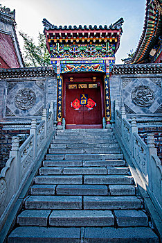 山西忻州市五台山黛螺顶寺院侧门