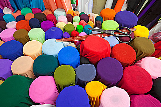 彩色,布,服装店,市场,河内,越南