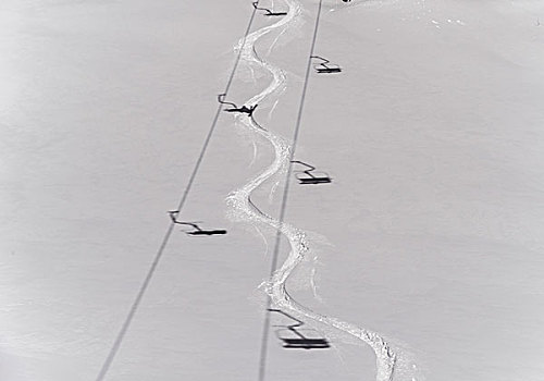 滑雪道,大雪,影子,空中缆椅,提洛尔,奥地利,欧洲