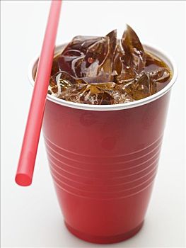 可乐,冰块,塑料杯