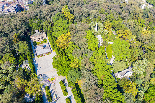 航拍广州黄花岗公园,广州黄花岗七十二烈士墓园