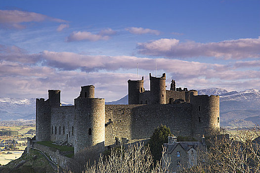 威尔士,格温内思郡,城堡,迟,13世纪,一个,要塞,日出