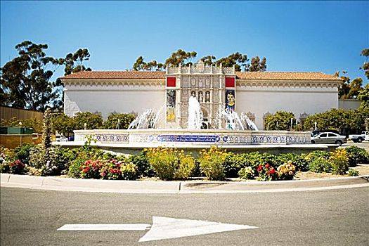 全景,喷泉,户外,建筑,巴拿马,巴尔博亚公园,圣地亚哥,加利福尼亚,美国