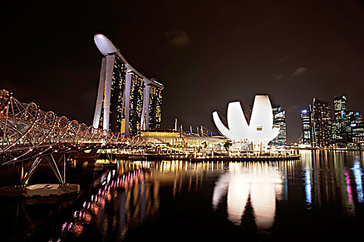 码头,湾,沙,酒店,艺术,科学博物馆,市区,新加坡,亚洲